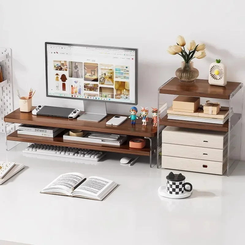 Document Holder Monitor - อะคริลิคจอแสดงผลความสูงวงเล็บหน้าจอสํานักงานสนับสนุนปรับความสูง Workstation Storage Rack ปรับผู้ถือจอภาพ