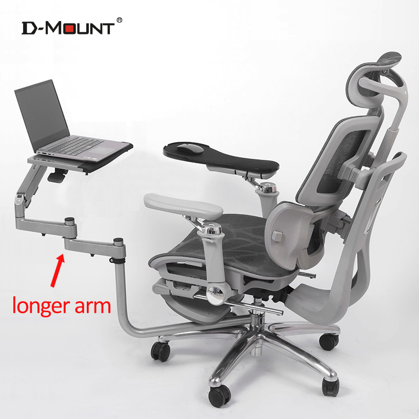 Document Holder Monitor - ถาดวางแล็ปท็อปอเนกประสงค์ D-MOUNT OK5010-L พร้อมแขนยึดแบบแก๊สสปริงสำหรับติดขาเก้าอี้ ใช้งานได้สะดวกในออฟฟิศ วางคีย์บอร์ดและเมาส์ได้