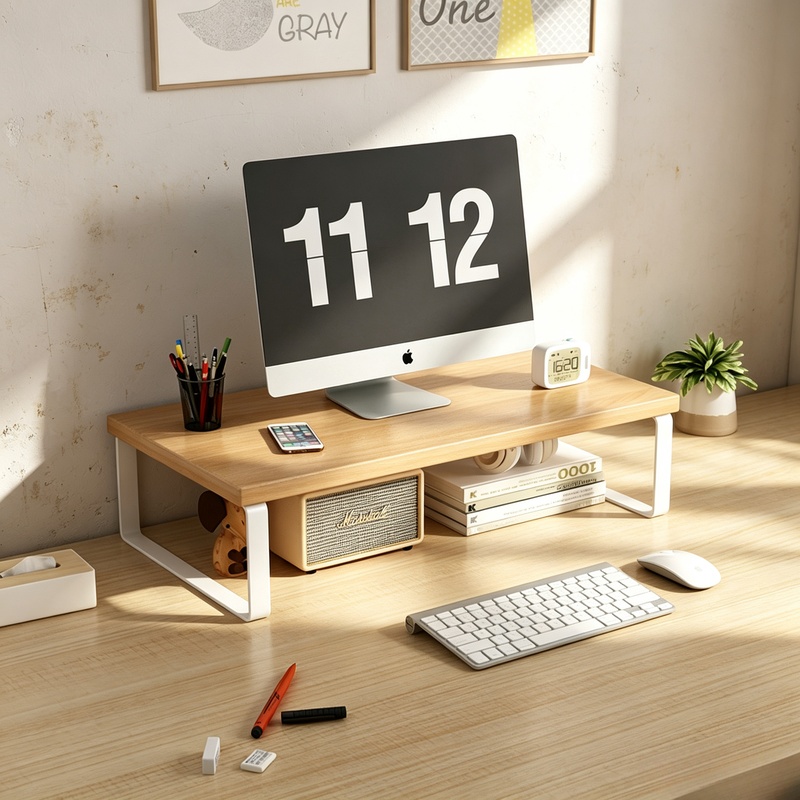 Document Holder Monitor - ขาตั้งจอคอมพิวเตอร์แบบยกสูง ชั้นวางอเนกประสงค์สำหรับจัดเก็บบนโต๊ะทำงาน เหมาะสำหรับใช้ในบ้านและสำนักงาน
