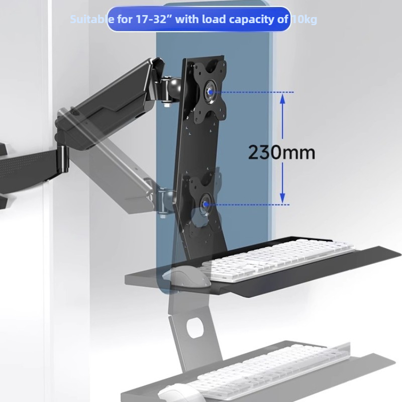 Document Holder Monitor - ขาตั้งจอภาพแบบหนัก รองรับน้ำหนักได้มาก ปรับระดับได้ตามหลักสรีรศาสตร์ พร้อมที่วางคีย์บอร์ดอเนกประสงค์ แบบหนีบโต๊ะและติดผนัง สำหรับสำนักงาน